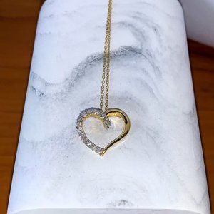 Diamond and Gold sterling silver heart necklace